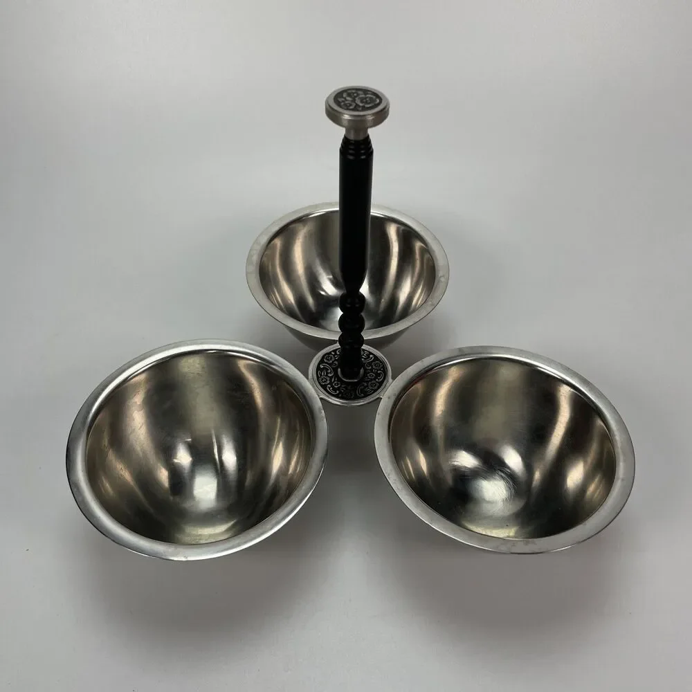 Vintage Oneida Custom Stainless 18/8 Condiment Relish 3 Bowl Server Original Box